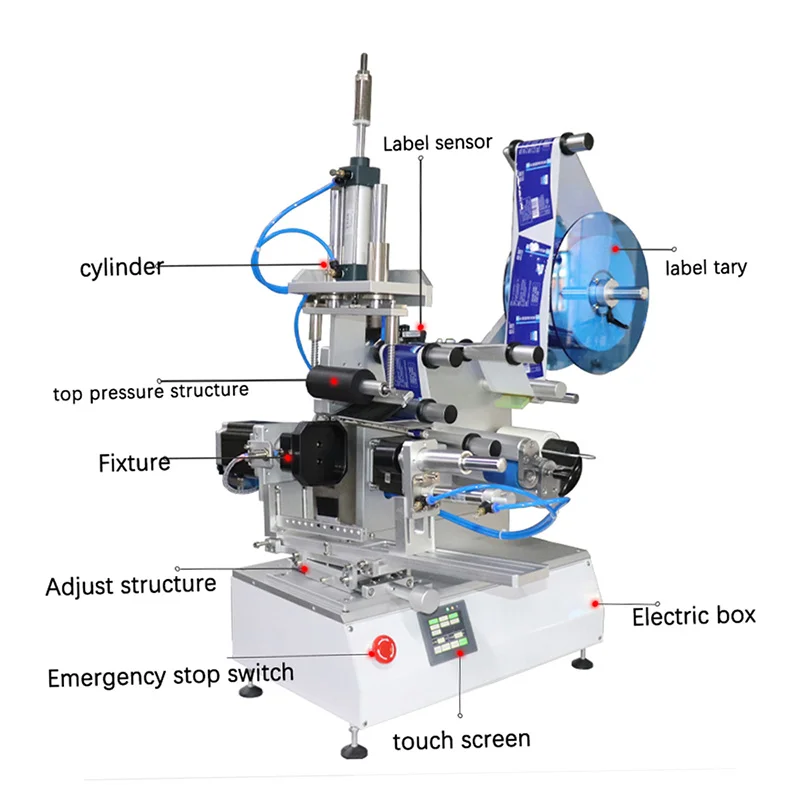 VK-T805-Semi-Automatic-Rolling-Labeling-Machine-For-Square-Bottle