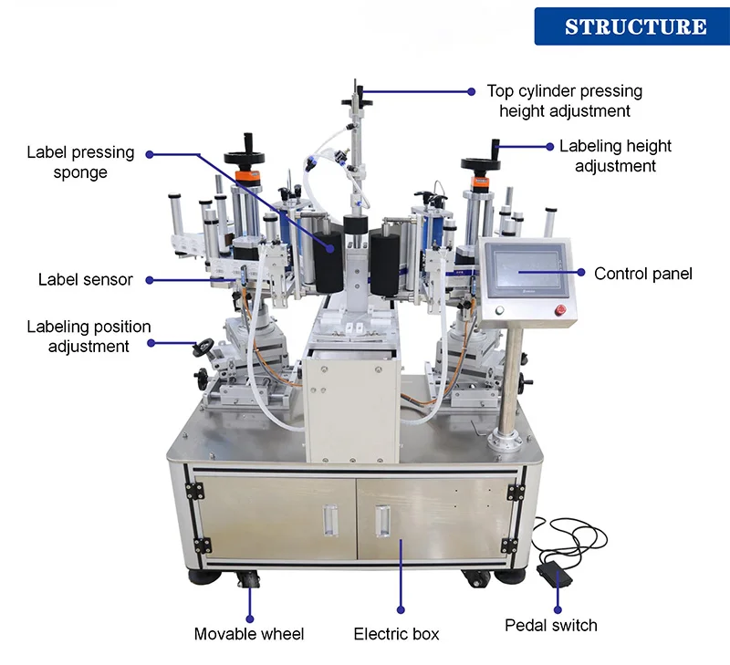 VK-T806-Semi-Automatic-Double-Side-Sticker-Labeling-Machine